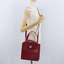 BVLGARI Hand Bag Leather 2way Red Silver Auth 173889A-27