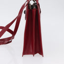 BVLGARI Hand Bag Leather 2way Red Silver Auth 173889A-3