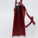 BVLGARI Hand Bag Leather 2way Red Silver Auth 173889A-4