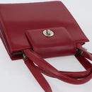BVLGARI Hand Bag Leather 2way Red Silver Auth 173889A-6
