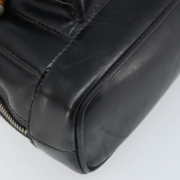 GUCCI Bamboo Shoulder Bag Patent leather Black Silver Auth 173890