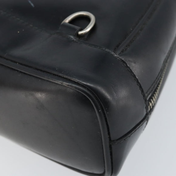 GUCCI Bamboo Shoulder Bag Patent leather Black Silver Auth 173890