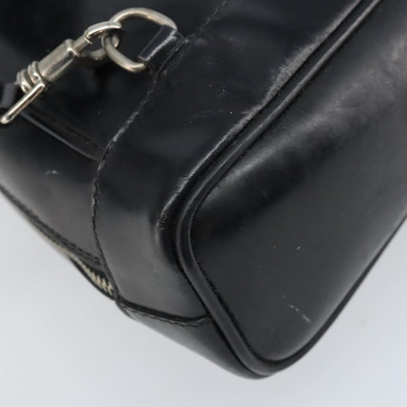 GUCCI Bamboo Shoulder Bag Patent leather Black Silver Auth 173890