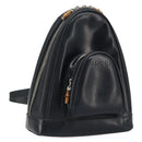 GUCCI Bamboo Shoulder Bag Patent leather Black Silver Auth 173890-1