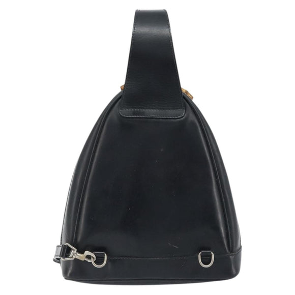 GUCCI Bamboo Shoulder Bag Patent leather Black Silver Auth 173890