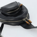 GUCCI Bamboo Shoulder Bag Patent leather Black Silver Auth 173890-6