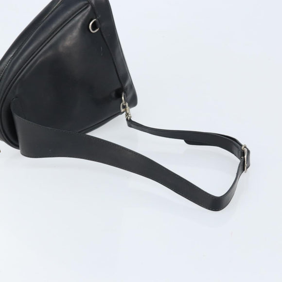 GUCCI Bamboo Shoulder Bag Patent leather Black Silver Auth 173890
