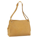 GUCCI Tote Bag Leather Beige Gold Auth 173893-1