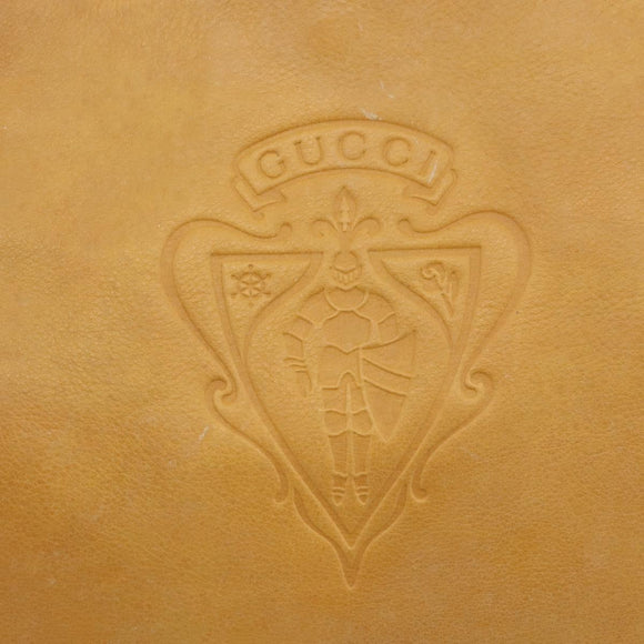GUCCI Tote Bag Leather Beige Gold Auth 173893