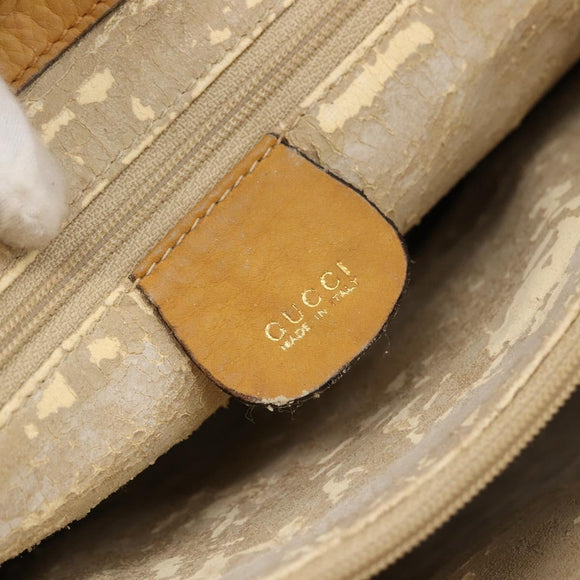 GUCCI Tote Bag Leather Beige Gold Auth 173893