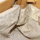 GUCCI Tote Bag Leather Beige Gold Auth 173893-20