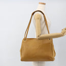 GUCCI Tote Bag Leather Beige Gold Auth 173893-25