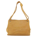 GUCCI Tote Bag Leather Beige Gold Auth 173893-2