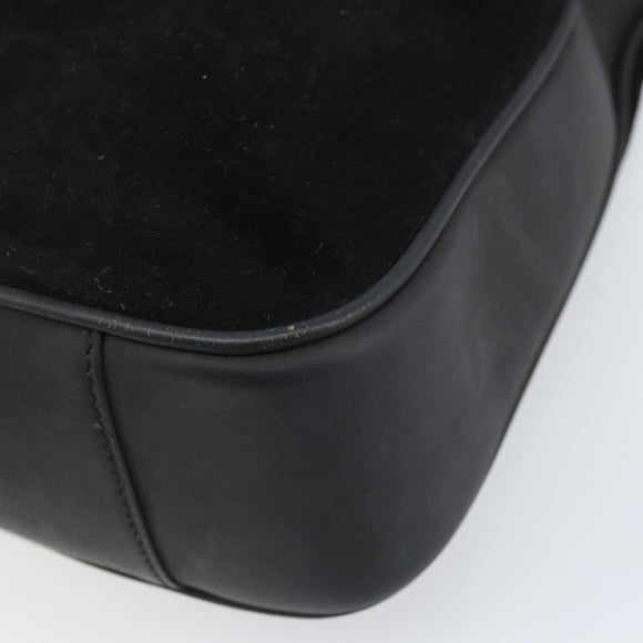 GUCCI Bamboo Hand Bag Suede 2way Black Gold 001 2404 1638 Auth 173894