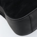 GUCCI Bamboo Hand Bag Suede 2way Black Gold 001 2404 1638 Auth 173894-16