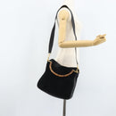 GUCCI Bamboo Hand Bag Suede 2way Black Gold 001 2404 1638 Auth 173894-24