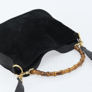 GUCCI Bamboo Hand Bag Suede 2way Black Gold 001 2404 1638 Auth 173894-6