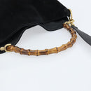GUCCI Bamboo Hand Bag Suede 2way Black Gold 001 2404 1638 Auth 173894-7