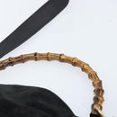 GUCCI Bamboo Hand Bag Suede 2way Black Gold 001 2404 1638 Auth 173894-14