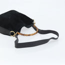 GUCCI Bamboo Hand Bag Suede 2way Black Gold 001 2404 1638 Auth 173894-8