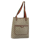 GUCCI GG Supreme Web Sherry Line Tote Bag PVC Beige Gold 40 02 003 Auth 173900-1