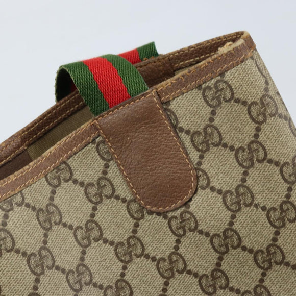 GUCCI GG Supreme Web Sherry Line Tote Bag PVC Beige Gold 40 02 003 Auth 173900