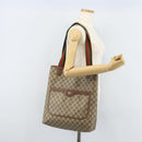 GUCCI GG Supreme Web Sherry Line Tote Bag PVC Beige Gold 40 02 003 Auth 173900-22