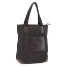 GUCCI GG Canvas Tote Bag Brown Silver 28892 Auth 173901-1