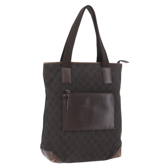 GUCCI GG Canvas Tote Bag Brown Silver 28892 Auth 173901