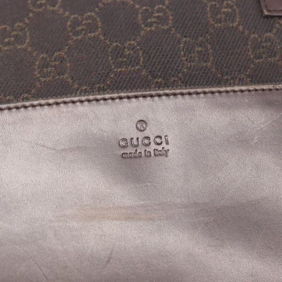 GUCCI GG Canvas Tote Bag Brown Silver 28892 Auth 173901