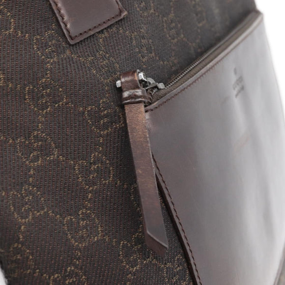 GUCCI GG Canvas Tote Bag Brown Silver 28892 Auth 173901