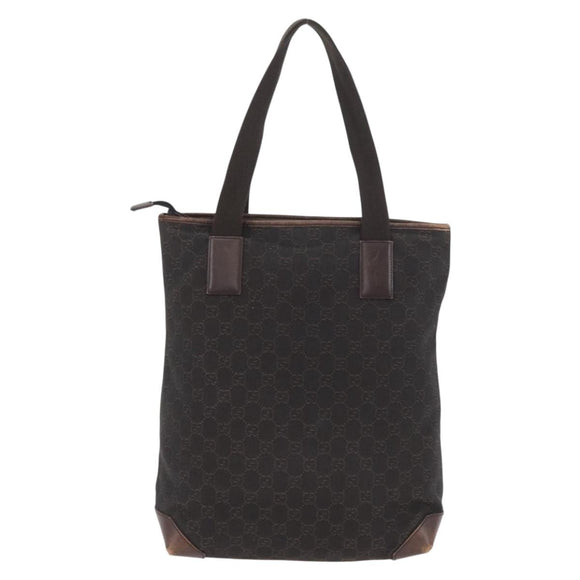 GUCCI GG Canvas Tote Bag Brown Silver 28892 Auth 173901