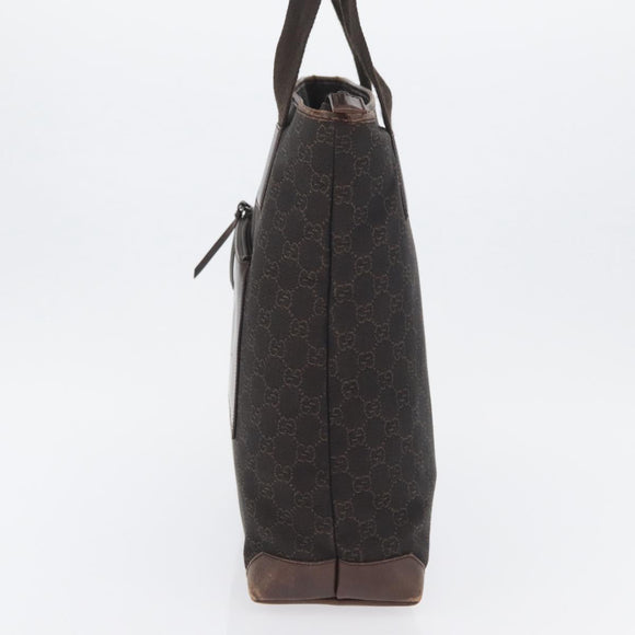 GUCCI GG Canvas Tote Bag Brown Silver 28892 Auth 173901