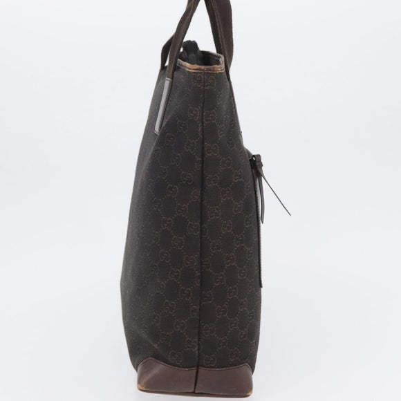 GUCCI GG Canvas Tote Bag Brown Silver 28892 Auth 173901