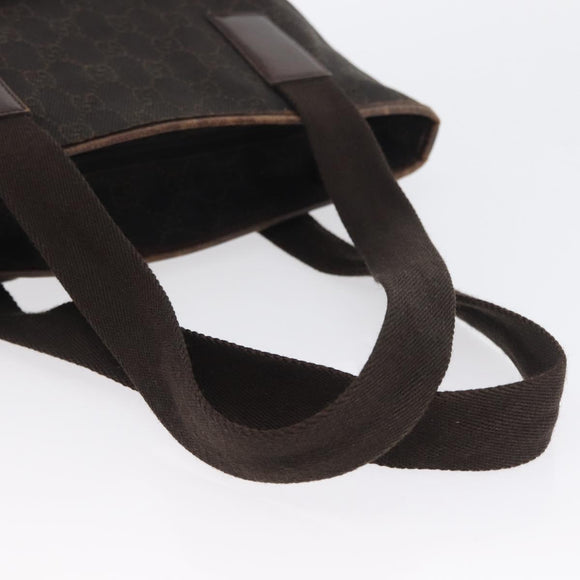 GUCCI GG Canvas Tote Bag Brown Silver 28892 Auth 173901