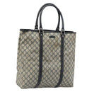 GUCCI GG Supreme Tote Bag PVC Navy Silver 223668 Auth 173902-1