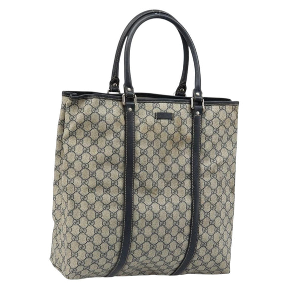 GUCCI GG Supreme Tote Bag PVC Navy Silver 223668 Auth 173902