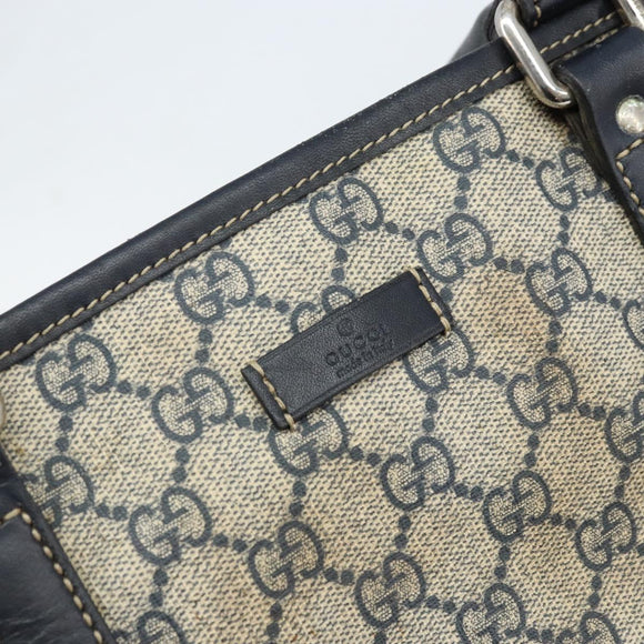 GUCCI GG Supreme Tote Bag PVC Navy Silver 223668 Auth 173902