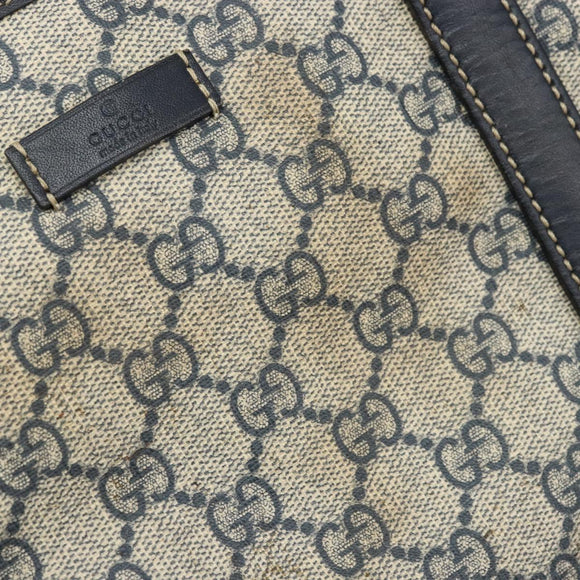 GUCCI GG Supreme Tote Bag PVC Navy Silver 223668 Auth 173902