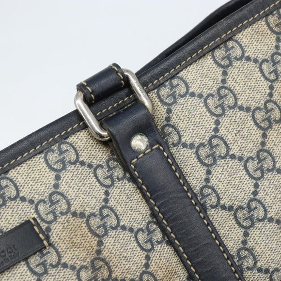 GUCCI GG Supreme Tote Bag PVC Navy Silver 223668 Auth 173902