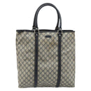 GUCCI GG Supreme Tote Bag PVC Navy Silver 223668 Auth 173902-13