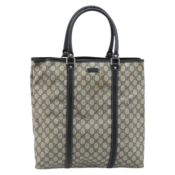 GUCCI GG Supreme Tote Bag PVC Navy Silver 223668 Auth 173902