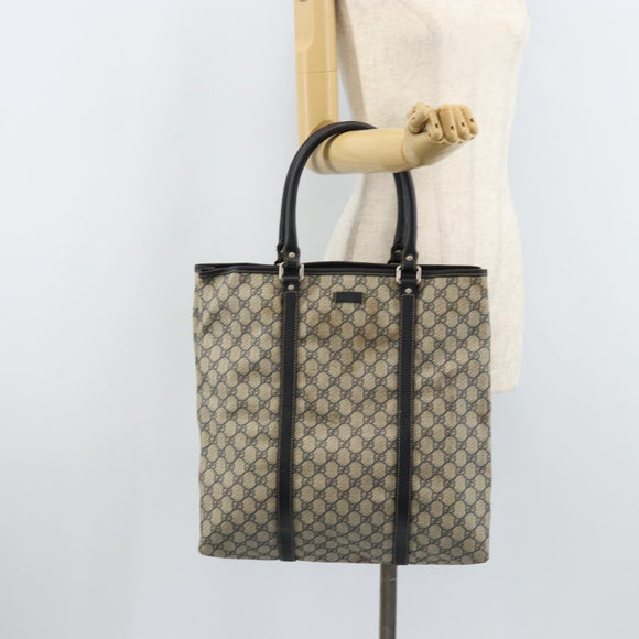 GUCCI GG Supreme Tote Bag PVC Navy Silver 223668 Auth 173902