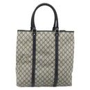 GUCCI GG Supreme Tote Bag PVC Navy Silver 223668 Auth 173902-2