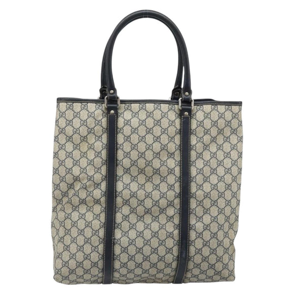 GUCCI GG Supreme Tote Bag PVC Navy Silver 223668 Auth 173902