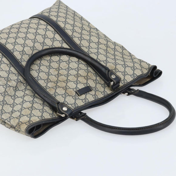GUCCI GG Supreme Tote Bag PVC Navy Silver 223668 Auth 173902