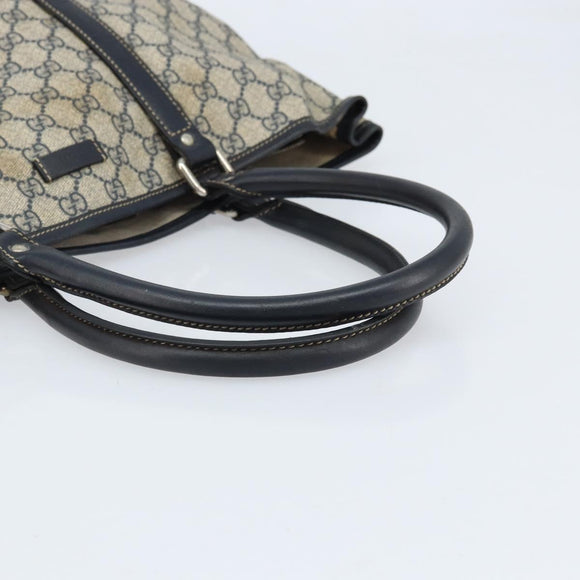 GUCCI GG Supreme Tote Bag PVC Navy Silver 223668 Auth 173902