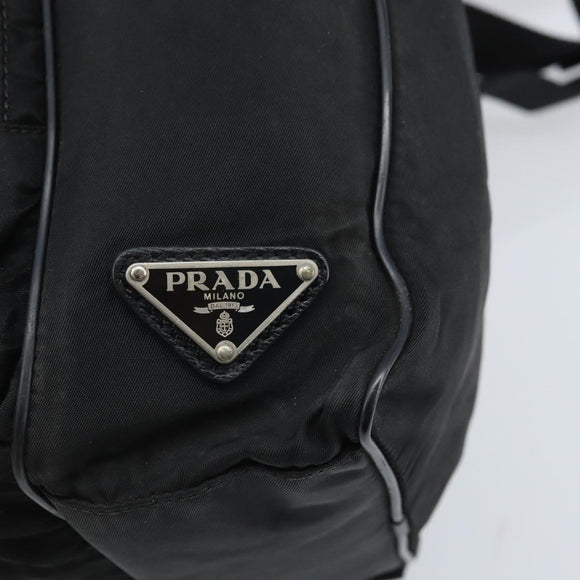 PRADA Shoulder Bag Nylon Black Silver Auth 173903