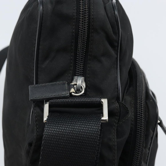 PRADA Shoulder Bag Nylon Black Silver Auth 173903