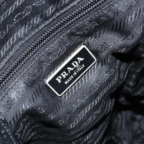 PRADA Shoulder Bag Nylon Black Silver Auth 173903